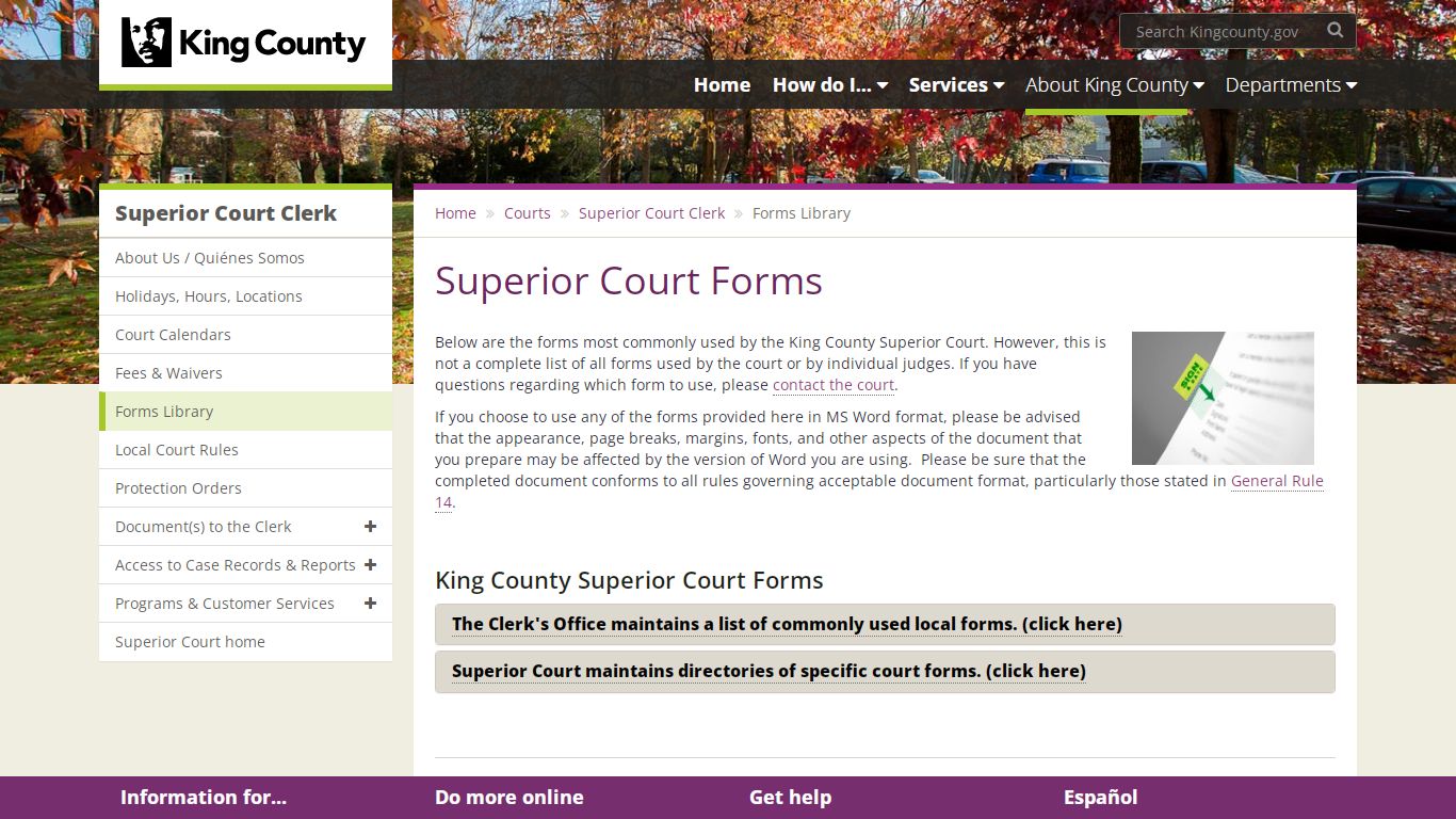 Superior Court Forms - King County - King County, Washington